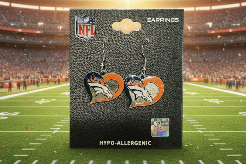 Denver Broncos NFL Silver Heart Swirl