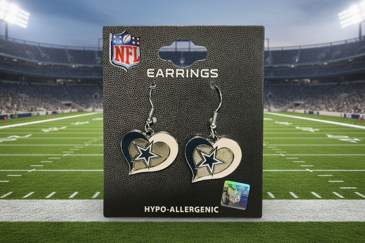Dallas Cowboys NFL Silver Swirl Dangle Earrings
